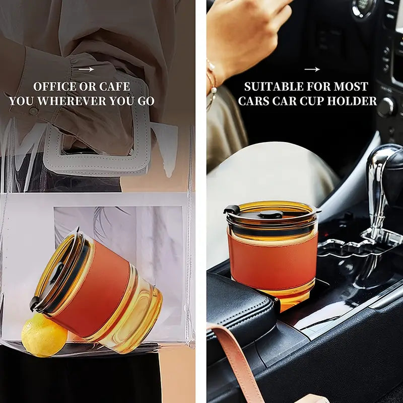 15oz Glass Water Bottle with Lid and Straw (1pc)