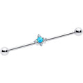 14G Blue Synthetic Opal Rhombus Star Industrial Barbell 38mm