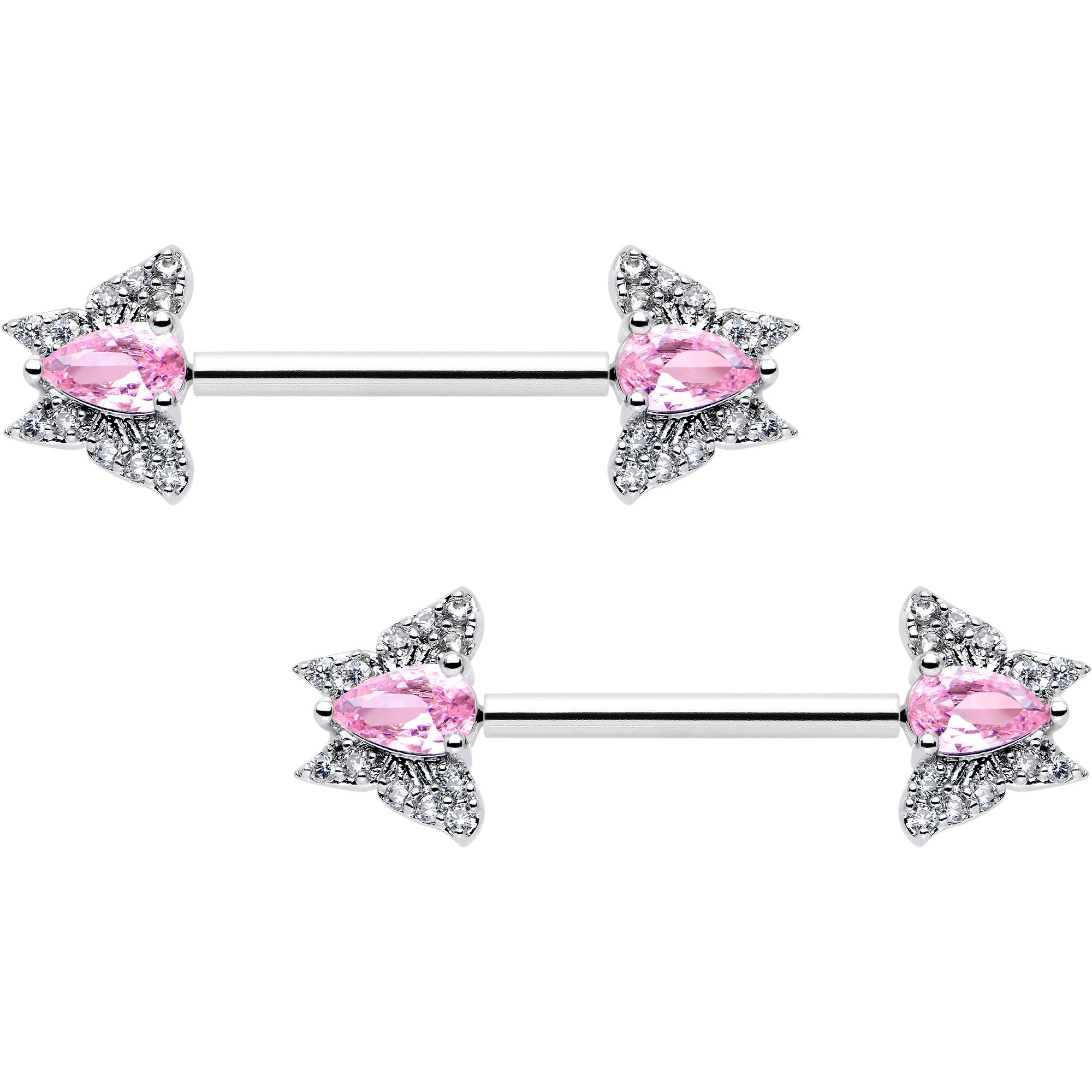 14G 9/16 Style Butterfly Threadless Nipple Ring Set