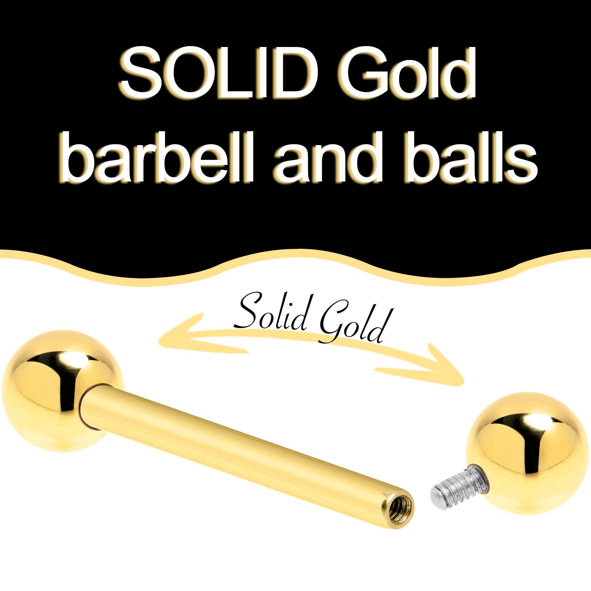 14k Solid Gold Ball Internally Threaded Barbell Tongue Ring