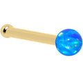 14k Yellow Gold 2.5mm Blue Synthetic Opal Ball Nose Ring